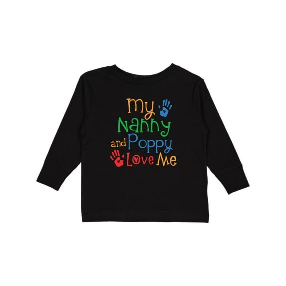 Inktastic Nanny and Poppy Love Me Grandkid Boys or Girls Long Sleeve Toddler T-Shirt