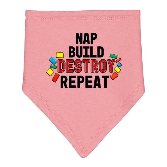 Inktastic Nap Build Destroy Repeat with Colorful Building Blocks Baby Bandana Bib