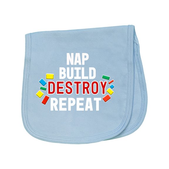 Inktastic Nap Build Destroy Repeat with Colorful Building Blocks Baby Burp Cloth