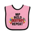 thumbnail image 1 of Inktastic Nap Build Destroy Repeat with Colorful Building Blocks Boys or Girls Baby Bib, 1 of 4