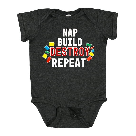 Inktastic Nap Build Destroy Repeat with Colorful Building Blocks Boys or Girls Baby Bodysuit