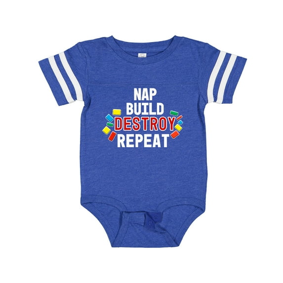 Inktastic Nap Build Destroy Repeat with Colorful Building Blocks Boys or Girls Baby Bodysuit