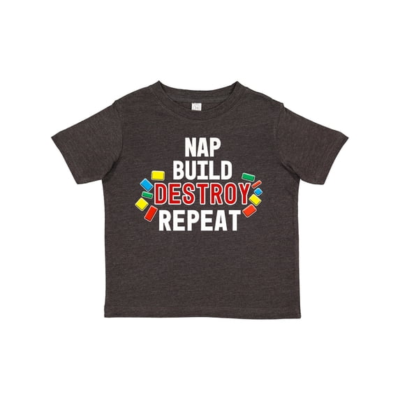 Inktastic Nap Build Destroy Repeat with Colorful Building Blocks Boys or Girls Toddler T-Shirt