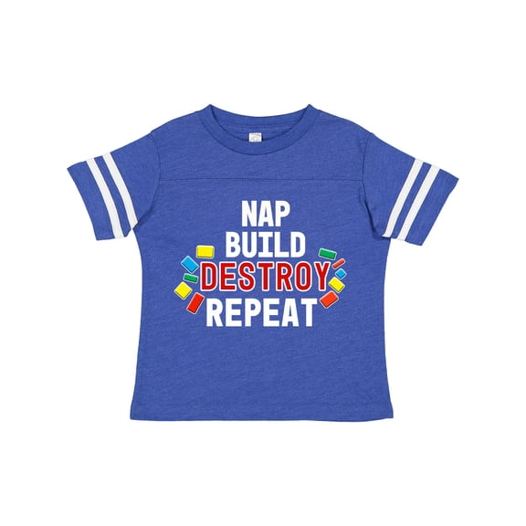 Inktastic Nap Build Destroy Repeat with Colorful Building Blocks Boys or Girls Toddler T-Shirt