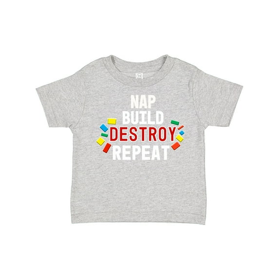 Inktastic Nap Build Destroy Repeat with Colorful Building Blocks Boys or Girls Toddler T-Shirt