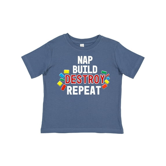 Inktastic Nap Build Destroy Repeat with Colorful Building Blocks Boys or Girls Toddler T-Shirt