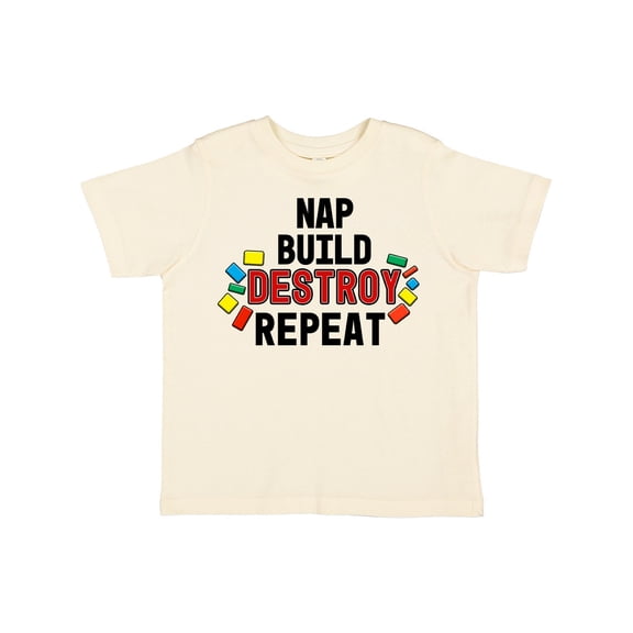 Inktastic Nap Build Destroy Repeat with Colorful Building Blocks Boys or Girls Toddler T-Shirt