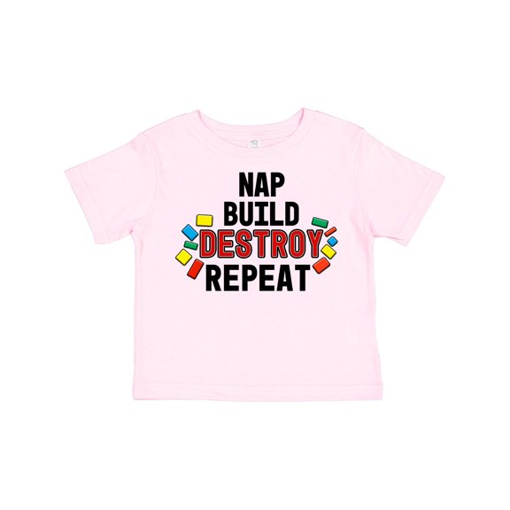 Inktastic Nap Build Destroy Repeat with Colorful Building Blocks Boys or Girls Toddler T-Shirt