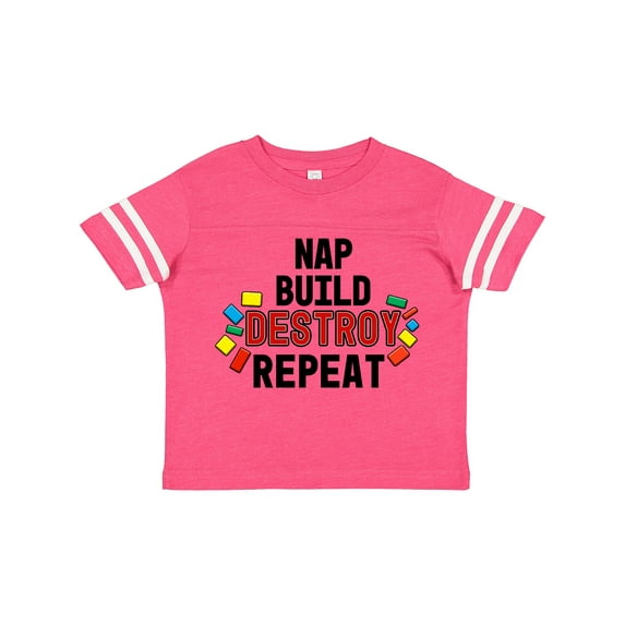 Inktastic Nap Build Destroy Repeat with Colorful Building Blocks Boys or Girls Toddler T-Shirt