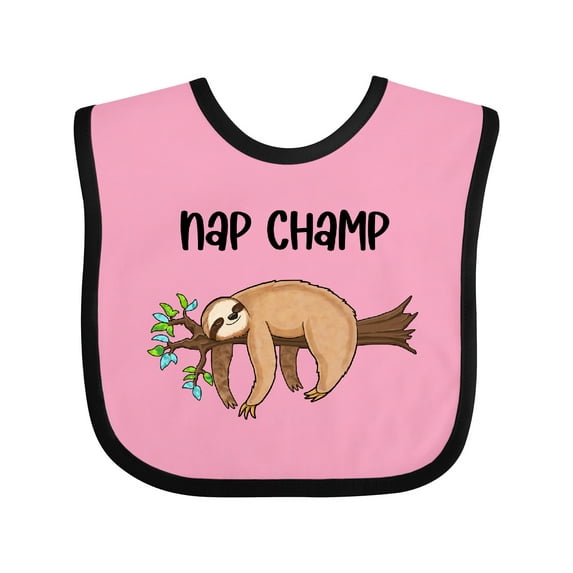 Inktastic Nap Champ Cute Sleeping Sloth Boys or Girls Baby Bib