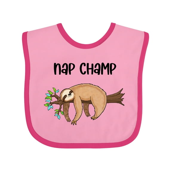 Inktastic Nap Champ Cute Sleeping Sloth Boys or Girls Baby Bib