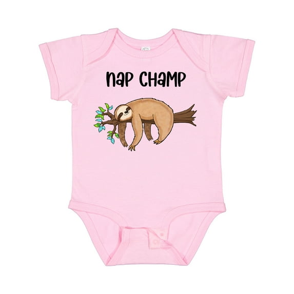 Inktastic Nap Champ Cute Sleeping Sloth Boys or Girls Baby Bodysuit