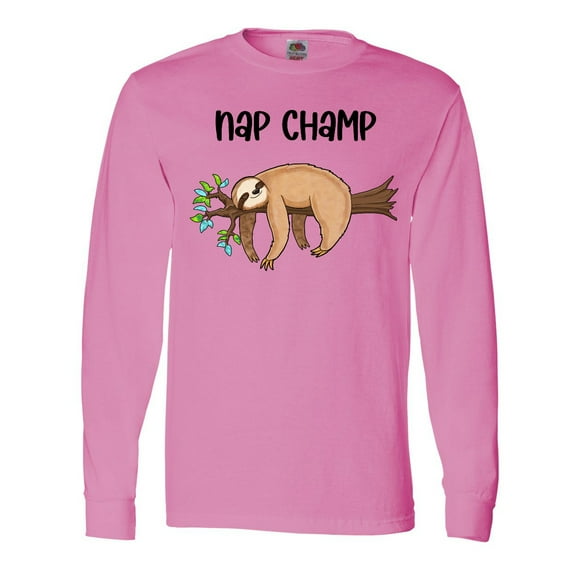 Inktastic Nap Champ Cute Sleeping Sloth Long Sleeve T-Shirt