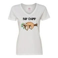thumbnail image 1 of Inktastic Nap Champ Cute Sleeping Sloth Women's V-Neck T-Shirt, 1 of 5