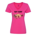 thumbnail image 1 of Inktastic Nap Champ Cute Sleeping Sloth Women's V-Neck T-Shirt, 1 of 5