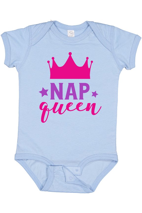 Nap Queen, Crown, Stars - Pink Purple Girls Baby Bodysuit
