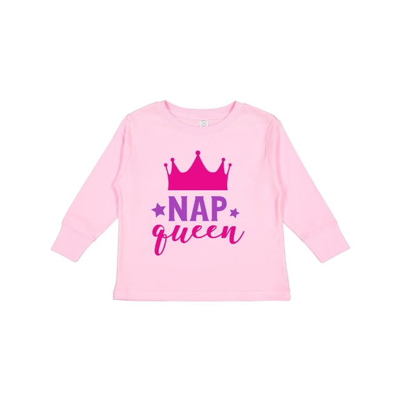 Inktastic Nap Queen, Crown, Stars - Pink Purple Girls Long Sleeve Toddler T-Shirt