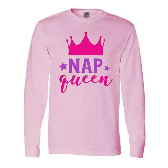 Inktastic Nap Queen, Princess, Crown, Stars, Sleep, Sleeping Long Sleeve T-Shirt