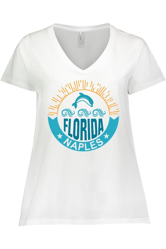 Naples Florida Beach Vacation Women's Plus Size V-Neck T-Shirt