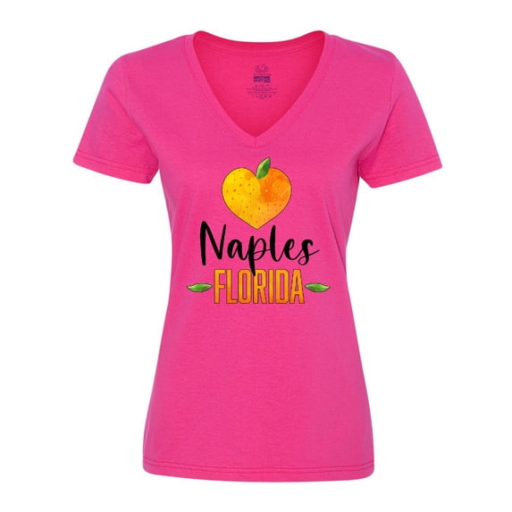 Inktastic Naples Florida Orange in Heart Women's V-Neck T-Shirt
