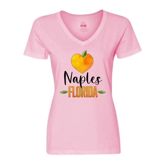 Inktastic Naples Florida Orange in Heart Women's V-Neck T-Shirt