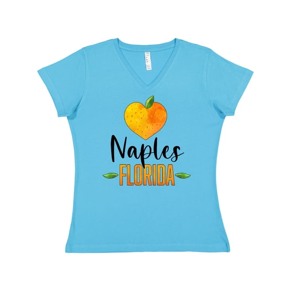 Inktastic Naples Florida Orange in Heart Women's V-Neck T-Shirt