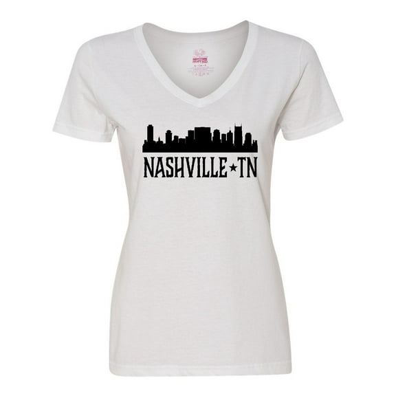 Inktastic Nashville Tennessee City Skyline Women's V-Neck T-Shirt