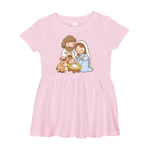 Inktastic Nativity Scene Christmas Manger Girls Baby Dress