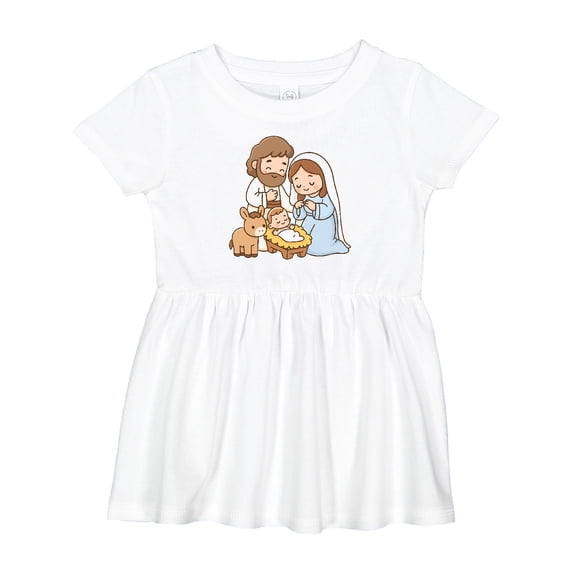 Inktastic Nativity Scene Christmas Manger Girls Baby Dress