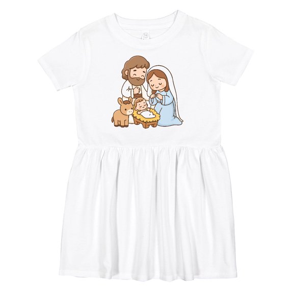 Inktastic Nativity Scene Christmas Manger Girls Toddler Dress