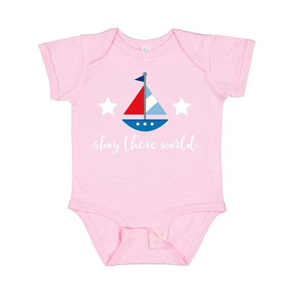 Inktastic Nautical Baby Boy Ahoy Sailboat Boys Baby Bodysuit