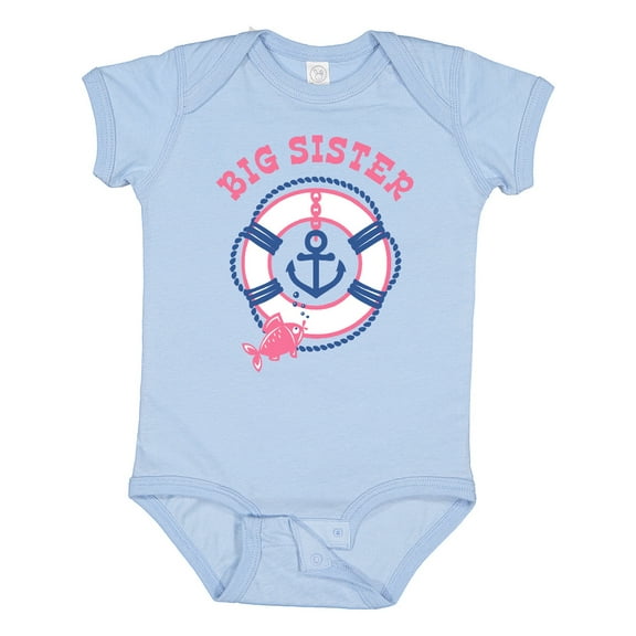 Inktastic Nautical Big Sister Girls Baby Bodysuit