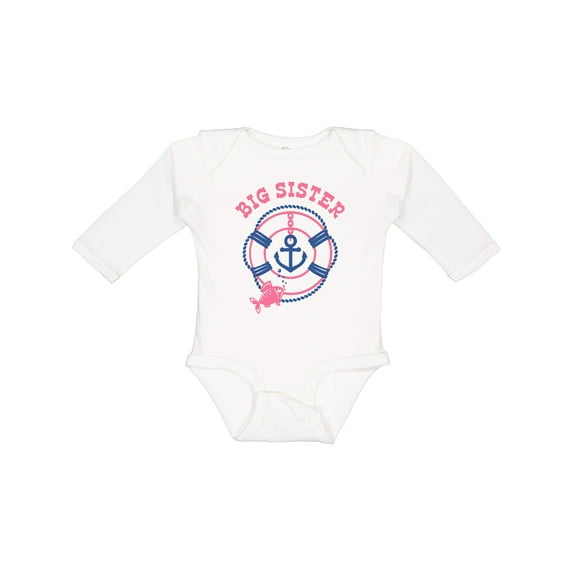 Inktastic Nautical Big Sister Girls Long Sleeve Baby Bodysuit
