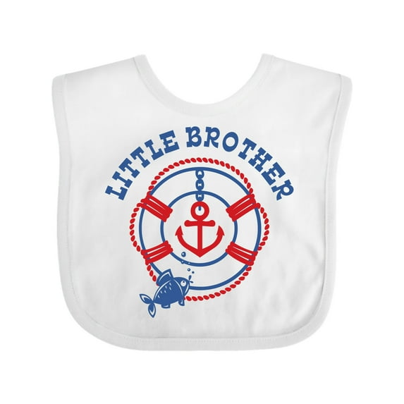 Inktastic Nautical Little Brother Boys Baby Bib