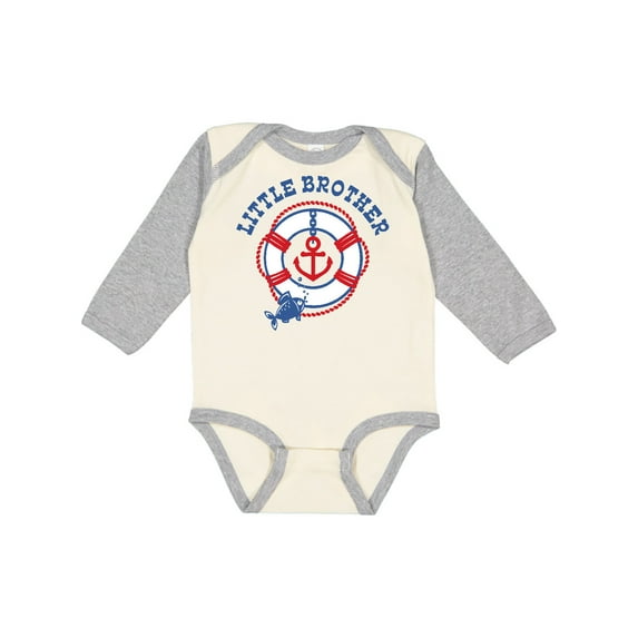 Inktastic Nautical Little Brother Boys Long Sleeve Baby Bodysuit