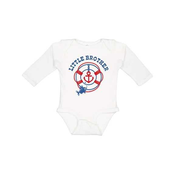 Inktastic Nautical Little Brother Boys Long Sleeve Baby Bodysuit