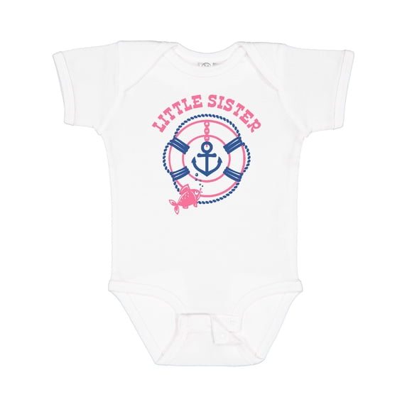 Inktastic Nautical Little Sister Girls Baby Bodysuit