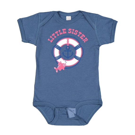 Inktastic Nautical Little Sister Girls Baby Bodysuit