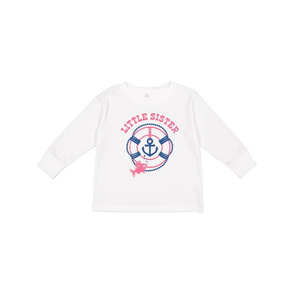 Inktastic Nautical Little Sister Girls Long Sleeve Toddler T-Shirt