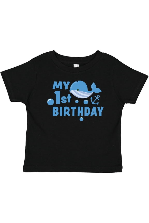 Nautical My 1st Birthday with Blue Whale and Anchor Boys or Girls Baby T-Shirt