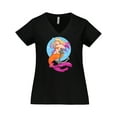 thumbnail image 1 of Inktastic Nautical Orange and Pink Mermaid Sitting on Anchor Women's Plus Size V-Neck T-Shirt, 1 of 5