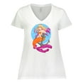 thumbnail image 1 of Inktastic Nautical Orange and Pink Mermaid Sitting on Anchor Women's Plus Size V-Neck T-Shirt, 1 of 5