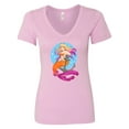 thumbnail image 1 of Inktastic Nautical Orange and Pink Mermaid Sitting on Anchor Women's V-Neck T-Shirt, 1 of 5