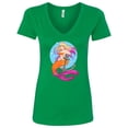 thumbnail image 1 of Inktastic Nautical Orange and Pink Mermaid Sitting on Anchor Women's V-Neck T-Shirt, 1 of 5