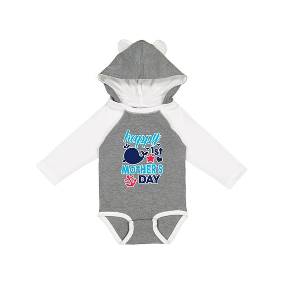 Inktastic Nautical Themed Happy 1st Mother's Day Boys or Girls Long Sleeve Baby Bodysuit