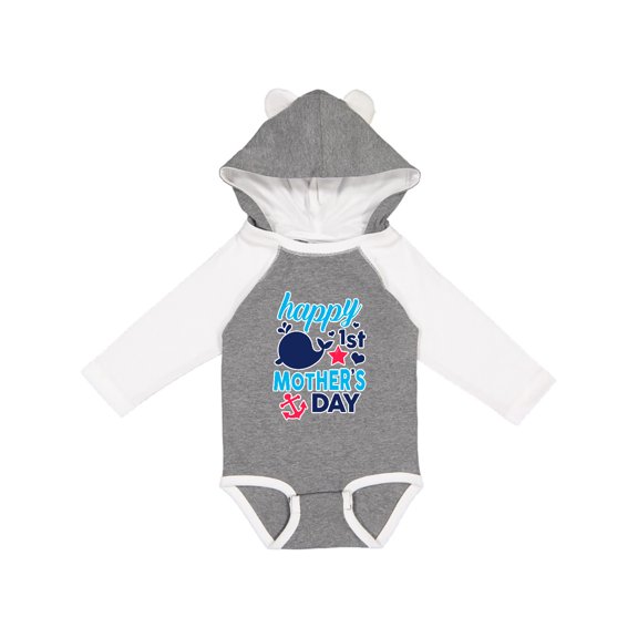 Inktastic Nautical Themed Happy 1st Mother's Day Boys or Girls Long Sleeve Baby Bodysuit