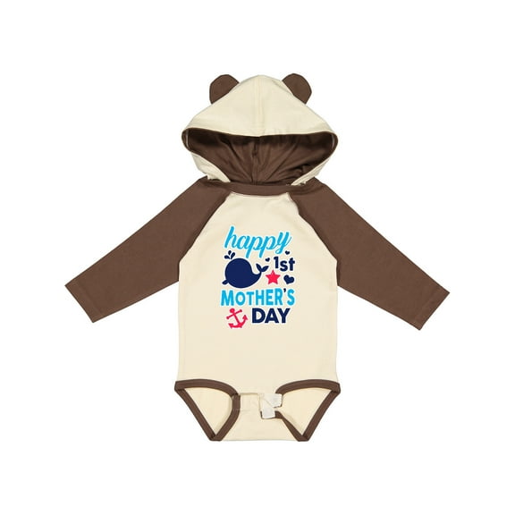 Inktastic Nautical Themed Happy 1st Mother's Day Boys or Girls Long Sleeve Baby Bodysuit
