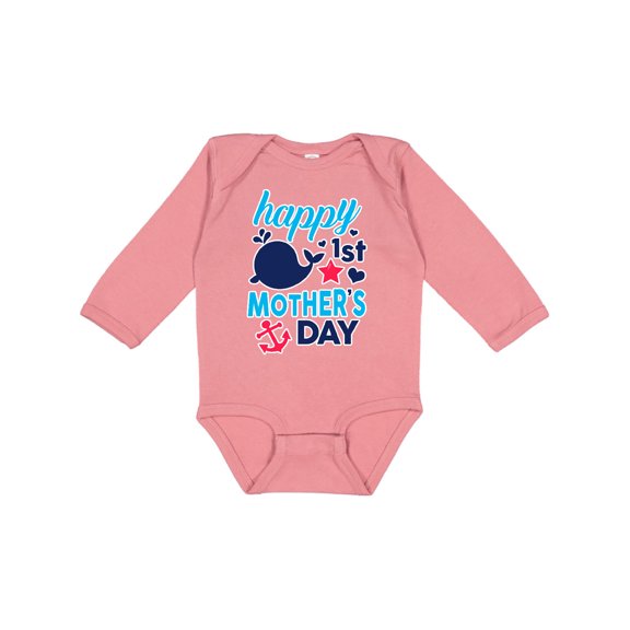 Inktastic Nautical Themed Happy 1st Mother's Day Boys or Girls Long Sleeve Baby Bodysuit