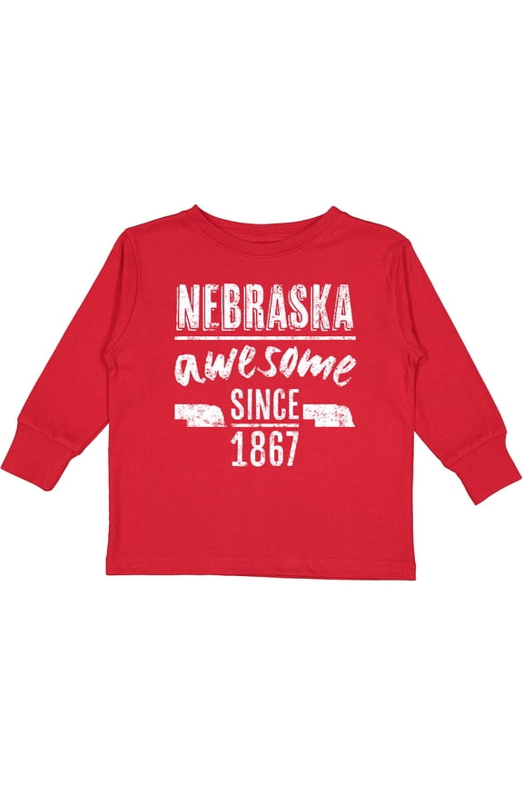 Nebraska Awesome Since 1867 Boys or Girls Long Sleeve Toddler T-Shirt