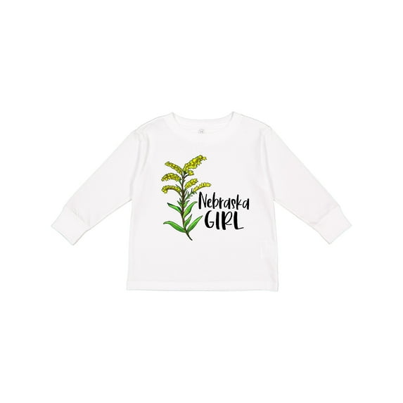 Inktastic Nebraska Girl Goldenrod Flower Girls Long Sleeve Toddler T-Shirt